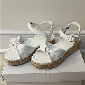 White Kids Sandals with Bow Detail
